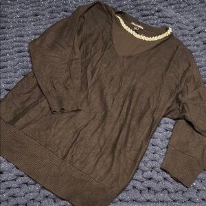 Cable & Gauge Black V-Neck Sweater Soft Texture